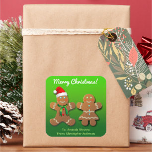 Sticker Carré Cookies en pain d'épice de Noël