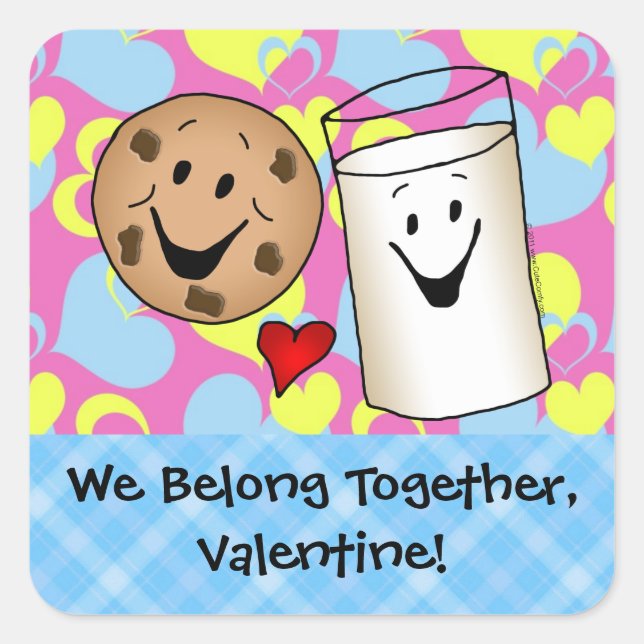 Sticker Carré Cookies et lait Valentine (Devant)