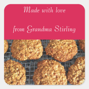 Sticker Carré Cookies fraîchement cuits de grand-mère