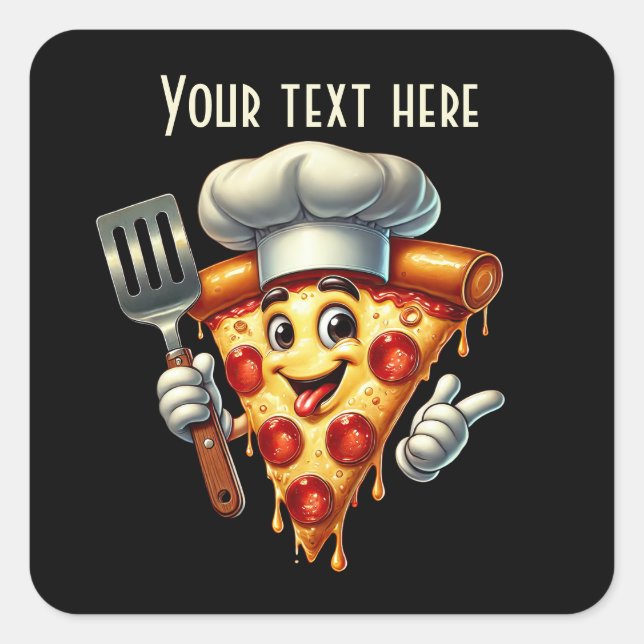 Sticker Carré Cool amateurs de pizza party ajouter du texte (Devant)