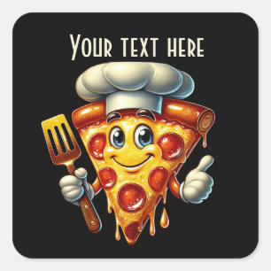 Sticker Carré Cool amateurs de pizza party ajouter du texte