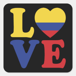 Sticker Carré Cool Colombie Drapeau Amour
