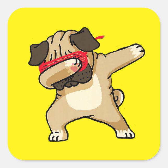 Sticker Carré Cool Dabbing Carlin Danse de chien (Devant)