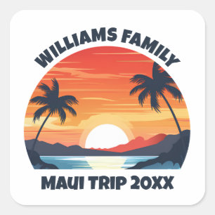 Sticker Carré Cool de voyage sur mesure Sunrise Palm Trees