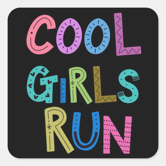 Sticker Carré Cool Filles Coureurs Coureurs Courir Lover Filles  (Devant)