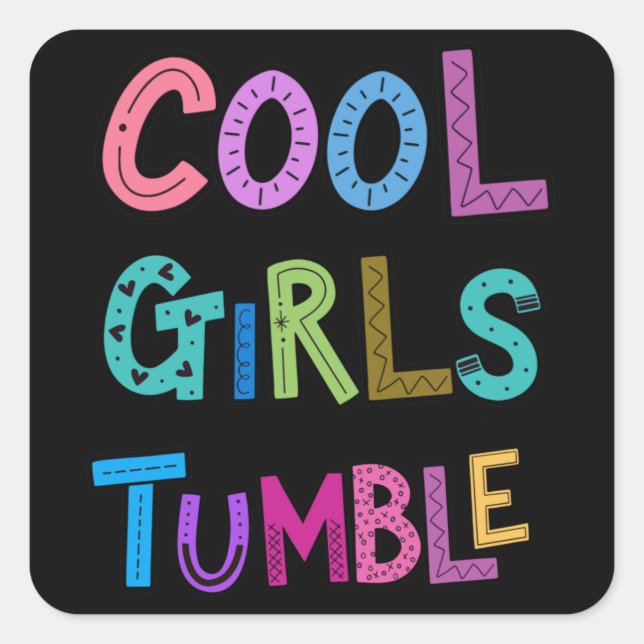 Sticker Carré Cool Filles Tumble Gymnastique Gymnaste Filles Enf (Devant)