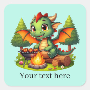 Sticker Carré Cool grillage dragon ajouter du texte