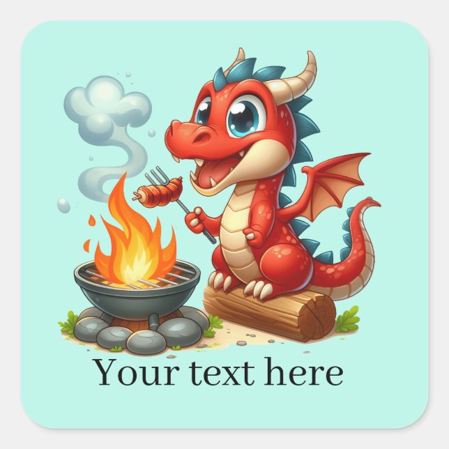 Sticker Carré Cool grillage dragon ajouter du texte (Devant)