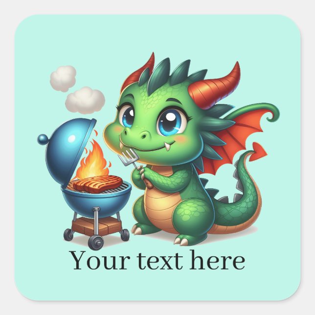Sticker Carré Cool grillage dragon ajouter du texte (Devant)