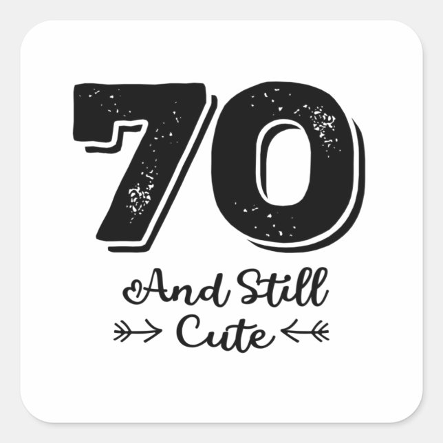 Sticker Carré cool mignon 70e anniversaire citation des paroles (Devant)