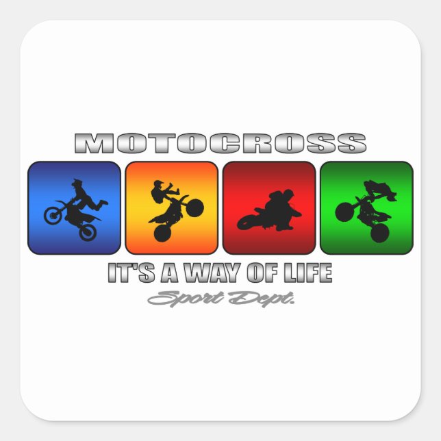 Sticker Carré Cool Motocross C'Est Un Mode De Vie (Devant)