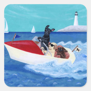 Sticker Carré Cool Summer Labradors Peinture