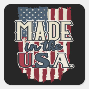 Sticker Carré Cool USA Drapeau design made in USA