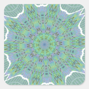 Sticker Carré Cool vert motif floral