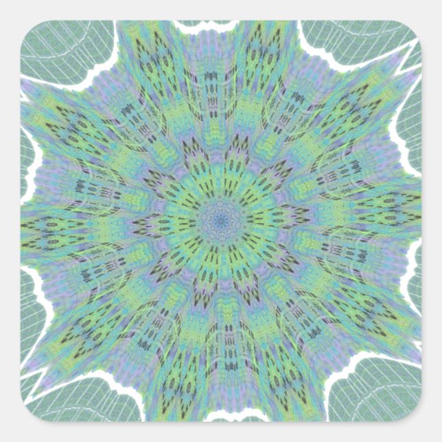 Sticker Carré Cool vert motif floral (Devant)