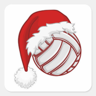 Sticker Carré Cool Xmas Volleyball fan design Joyeux Noël