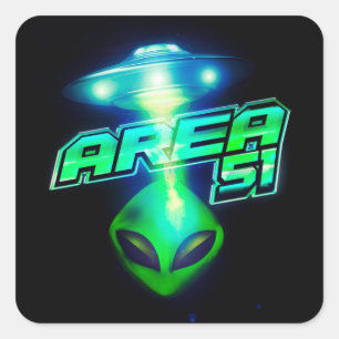 Sticker Carré Cool Zone 51 Espace Alien
