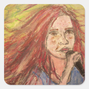 Sticker Carré Coolest Rocker Girl
