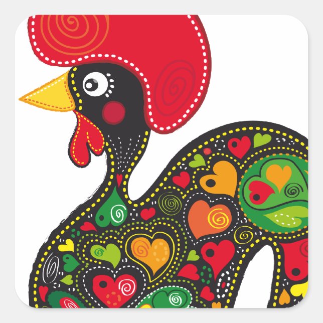 Sticker Carré Coq de Barcelos Nr02 - Galo de Barcelos (Devant)