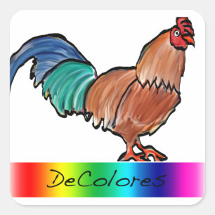 Sticker Carré Coq de DeColores