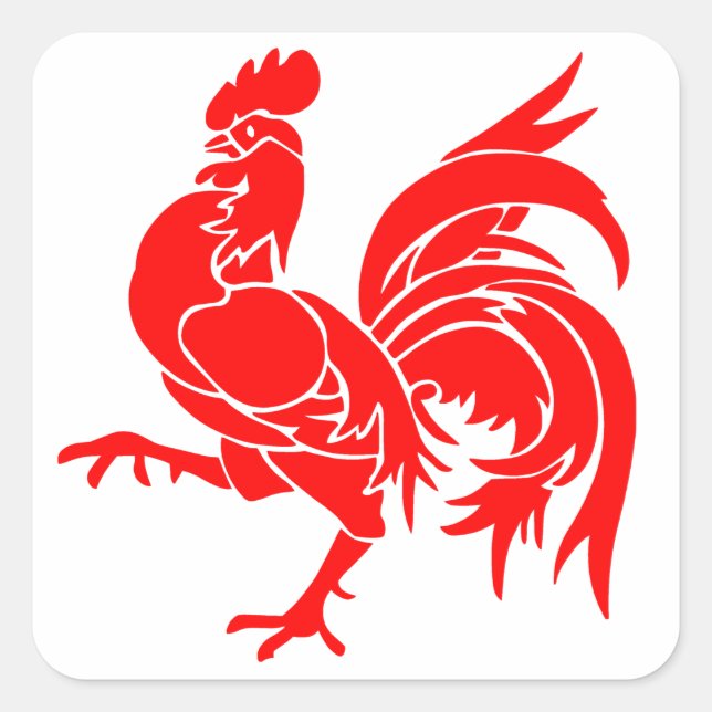 Sticker Carré Coq de Wallonie. (Devant)
