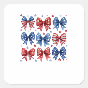 Sticker Carré Coquette American Flag Coquette Bow 4 juillet