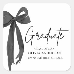 Sticker Carré Coquette Black Bow moderne Graduate Graduate