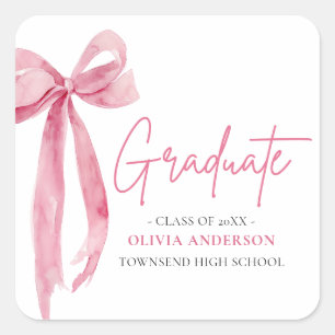 Sticker Carré Coquette de la botte rose moderne Graduate Graduat