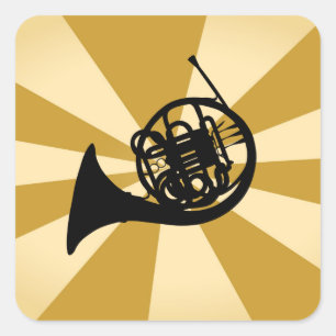 Sticker Carré Cor d'harmonie en cuivre doré avec éclat de soleil