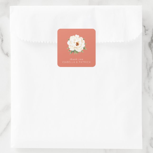 Sticker Carré Coral Moderne Wedding (Sac)