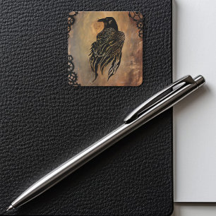 Sticker Carré Corbeau