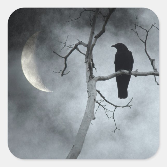 Sticker Carré Corbeau mystique (Devant)