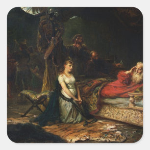 Sticker Carré Cordelia and King Lear