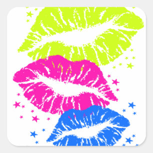 Sticker Carré Corey Tiger 80s Lips & Stars