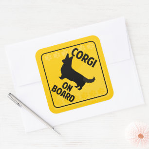 Sticker Carré Corgi À Bord (Cardigan Welsh)