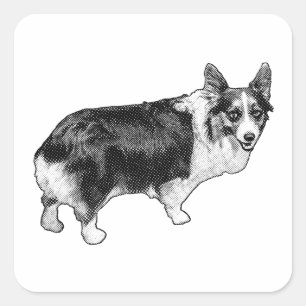 Sticker Carré Corgi festif Pop-Sceau