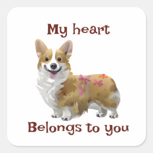 Sticker Carré Corgi orange mignon pour une humeur positive