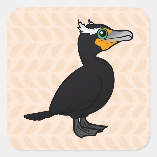 Sticker Carré Cormorant à double crête (Devant)
