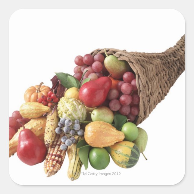 Sticker Carré Cornucopie de fruits et légumes (Devant)
