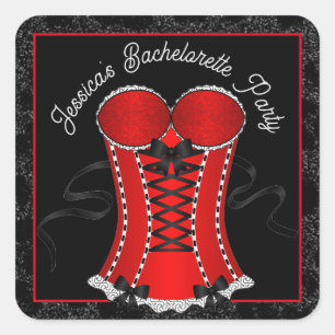 Sticker Carré Corset Rouge Flirt