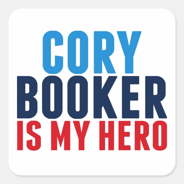 Sticker Carré Cory Booker est mon héros (Devant)