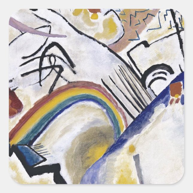 Sticker Carré Cosaques de peinture Abstraite Kandinsky 1910 (Devant)