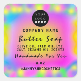 Sticker Carré Cosmétique de savon à balm Holographe Logo personn