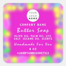 Sticker Carré Cosmétique de savon de balm Holographe Logo person