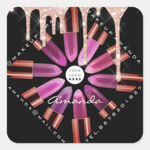 Sticker Carré Cosmétique maquillage Artiste Rouge à lèvres Logos