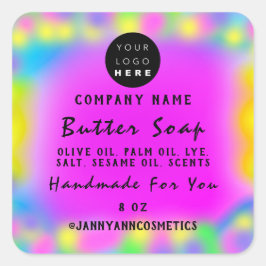 Sticker Carré Cosmétiques de savon de baume Holographe Logo pers
