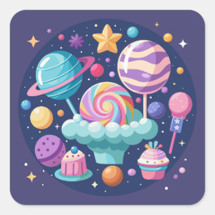 Sticker Carré Cosmic Candy Wonderland