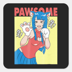 Sticker Carré Cosplay Anime Girl Cute Waifu Neko Cosplay Cadea