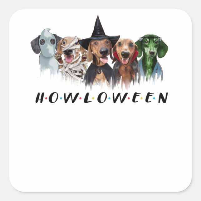 Sticker Carré costume dachshund halloween t-shirt halloween hall (Devant)