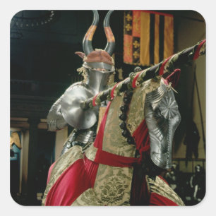 Sticker Carré Costume d'armure et d'armure assortie de cheval